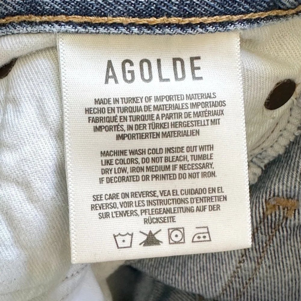 AGOLDE | ‘90s Distressed Mid-Rise Straight Leg Jeans Loose Fit | 27 | Blue
